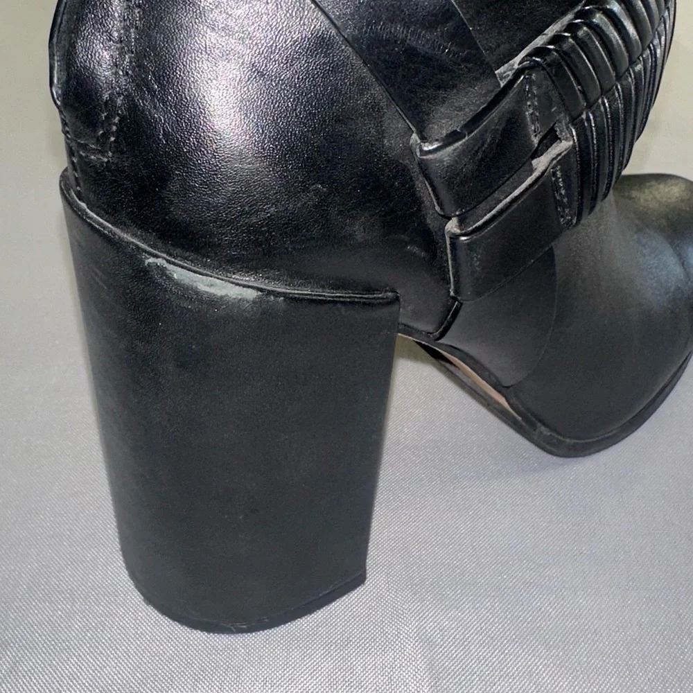 AD & DAUGHTERS Women's Size 7.5 Black Leather Declann Braided Chunky Heel Boot - Picture 12 of 15